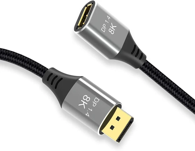 Alt view image 4 of 7 - cablecc DisplayPort 1.4 8K 60hz Extension Cable Male to Female Ultra-HD UHD 4K 144hz DP to DP Cable 7680 * 4320 for Video PC Laptop TV