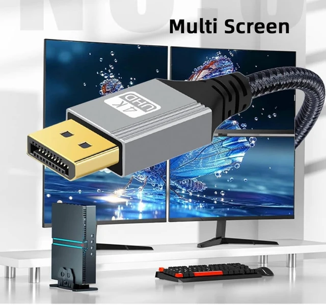 Alt view image 5 of 7 - chenyang DisplayPort 1.2 Cable, DisplayPort to DisplayPort 90 Degree Down Angled 4K@60Hz 2K@144Hz High Speed Gold Plated Braided Cable 1.0M
