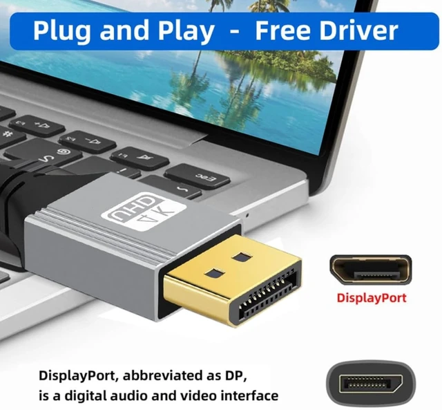 Alt view image 4 of 7 - chenyang DisplayPort 1.2 Cable, DisplayPort to DisplayPort 90 Degree Down Angled 4K@60Hz 2K@144Hz High Speed Gold Plated Braided Cable 1.0M