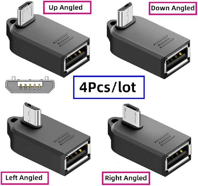 Alt view image 4 of 7 - cablecc 4PCS On-The-Go USB to Mini USB OTG Adapter,Mini USB Male to USB 2.0 Female 90 Degree Angled Adapter for Keyboard/Mouse/Game Controller/Splitter/Flash Drive