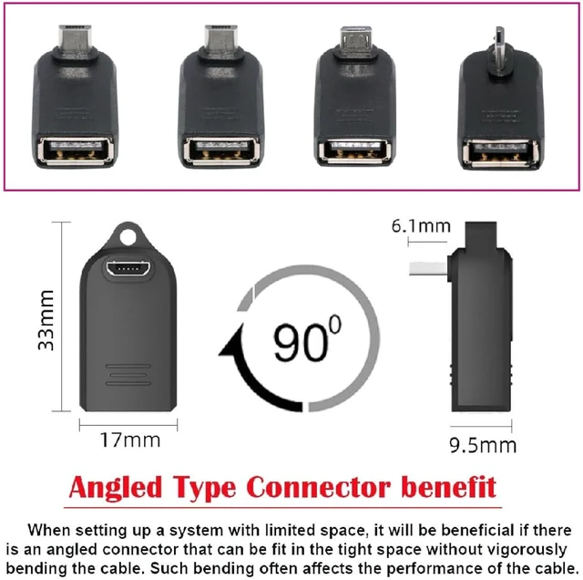 Alt view image 5 of 7 - cablecc 4PCS On-The-Go USB to Mini USB OTG Adapter,Mini USB Male to USB 2.0 Female 90 Degree Angled Adapter for Keyboard/Mouse/Game Controller/Splitter/Flash Drive