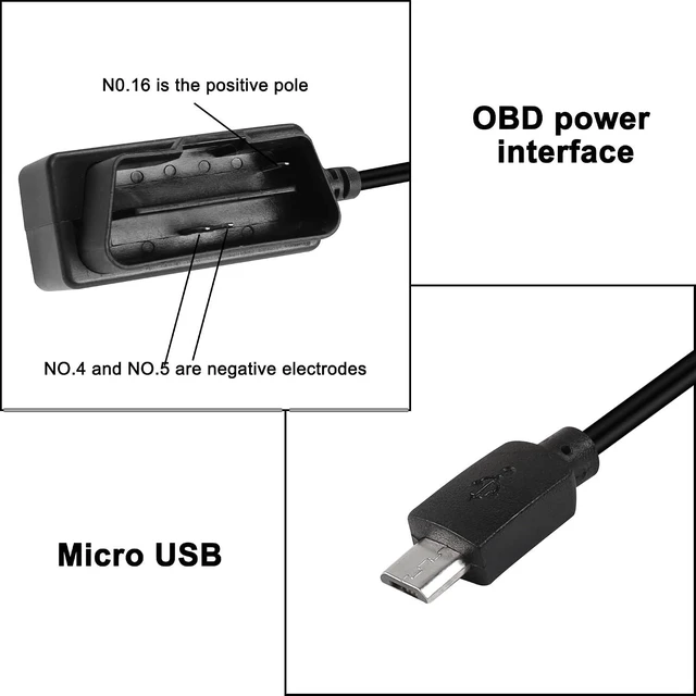 Alt view image 3 of 7 - XMSJSIY OBD/OBD2 to Micro USB Power Cable for Dash Camera OBDII Power Cable