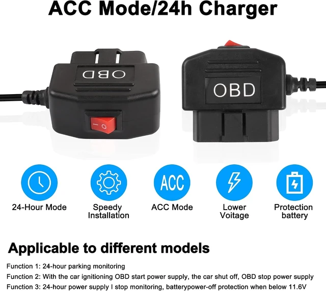 Alt view image 4 of 7 - XMSJSIY OBD/OBD2 to Micro USB Power Cable for Dash Camera OBDII Power Cable