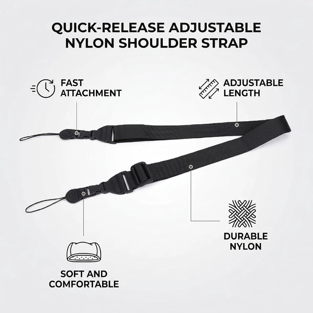 Main image of LICAEVEY Nylon Shoulder Strap with Arrow Storage Case Buckles, Adjustable Camera Strap for Tablet Laptop Telescope Case, 60 115CM Comfortable Wide for Heavy Load, Universal