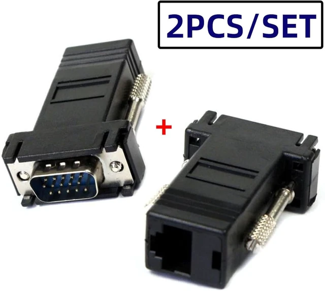 Alt view image 2 of 7 - chenyang 2 Pack RJ45 to VGA Adapter VGA 15Pin Male to RJ45 Cat5 Cat6 Female Ethernet Extender Converter Adapter for Monitor & Projector