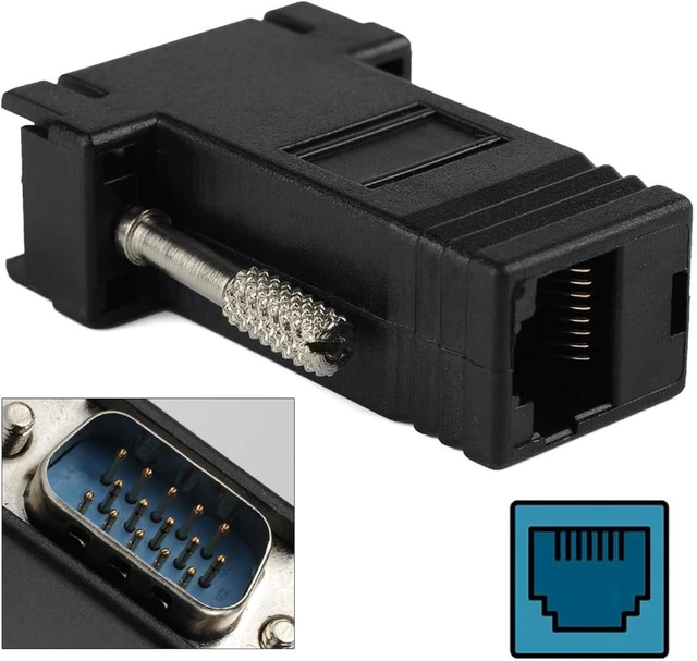 Alt view image 3 of 7 - chenyang 2 Pack RJ45 to VGA Adapter VGA 15Pin Male to RJ45 Cat5 Cat6 Female Ethernet Extender Converter Adapter for Monitor & Projector