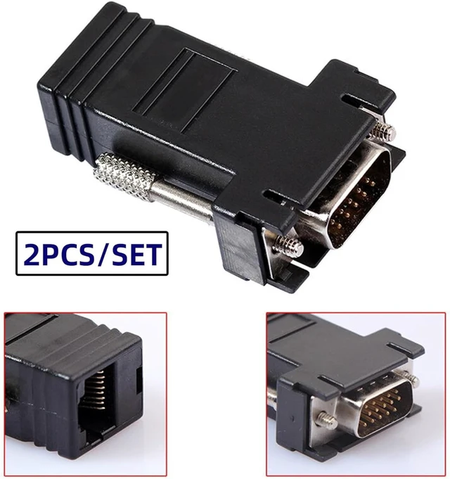Alt view image 6 of 7 - chenyang 2 Pack RJ45 to VGA Adapter VGA 15Pin Male to RJ45 Cat5 Cat6 Female Ethernet Extender Converter Adapter for Monitor & Projector