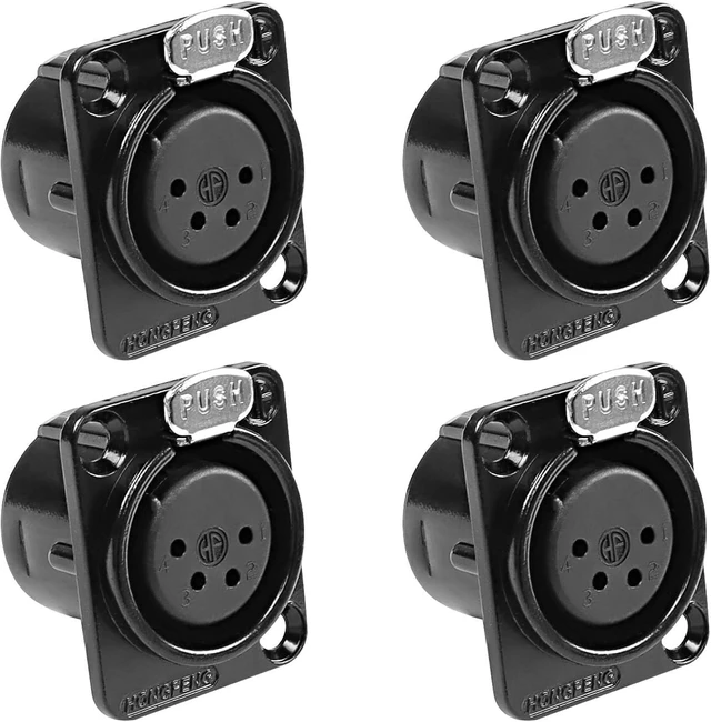 Main image of XMSJSIY 4 Pin XLR Panel Mount Connector XLR Female Socket Audio Speaker