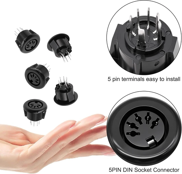Alt view image 3 of 7 - XMSJSIY MIDI 5Pin DIN Panel Mount Female Jack Socket Audio Connector -5PCS