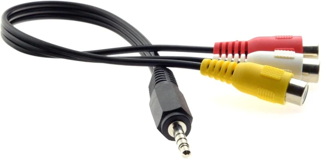 Main image of cablecc 3.5mm 1/8" Male Stereo Car AUX to 3 RCA AV Female Cord Audio Video Composite Cable 20cm