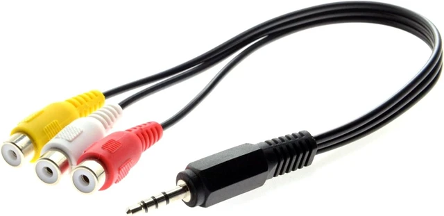 Alt view image 4 of 7 - cablecc 3.5mm 1/8" Male Stereo Car AUX to 3 RCA AV Female Cord Audio Video Composite Cable 20cm