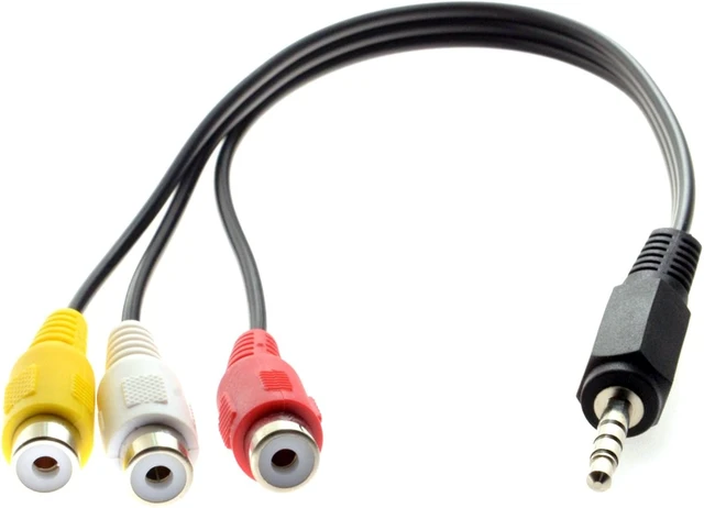 Alt view image 3 of 7 - cablecc 3.5mm 1/8" Male Stereo Car AUX to 3 RCA AV Female Cord Audio Video Composite Cable 20cm