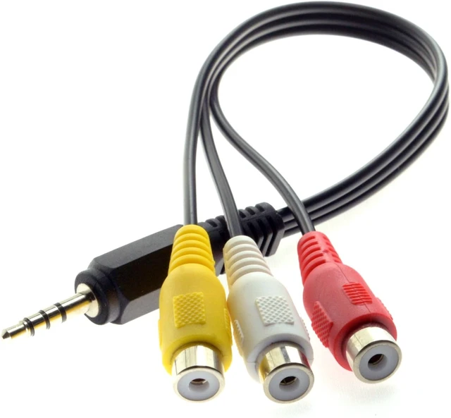 Alt view image 2 of 7 - cablecc 3.5mm 1/8" Male Stereo Car AUX to 3 RCA AV Female Cord Audio Video Composite Cable 20cm