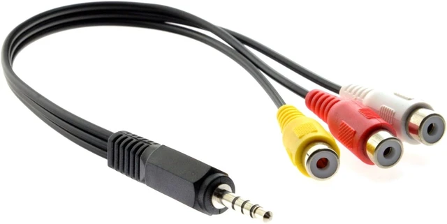 Alt view image 6 of 7 - cablecc 3.5mm 1/8" Male Stereo Car AUX to 3 RCA AV Female Cord Audio Video Composite Cable 20cm