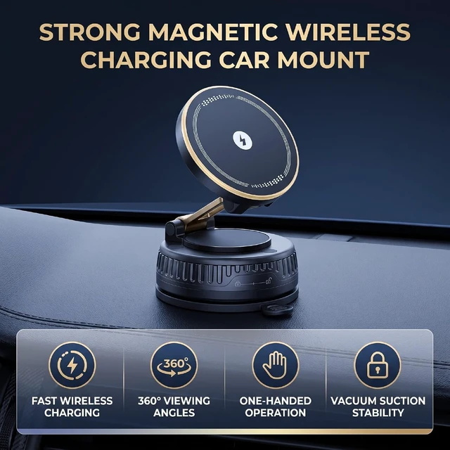 Alt view image 2 of 7 - LICAEVEY Magnetic Car Phone Mount Wireless Charging 360 Foldable