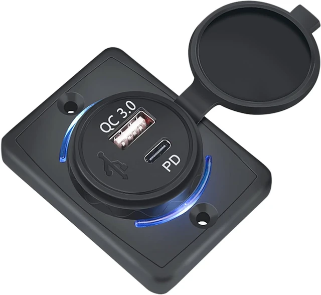 Alt view image 2 of 7 - Brand Name 12V-24V Quick Car Charger - Dual PD USB-C & Quick Charge 3.0 USB-A Ports, 18W Power Delivery, Cap Type C Socket, Outlet Adapter