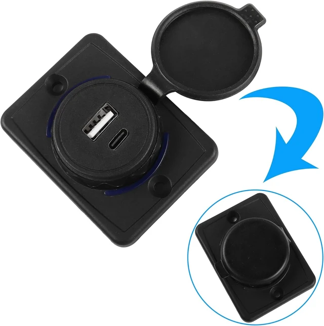 Alt view image 5 of 7 - Brand Name 12V-24V Quick Car Charger - Dual PD USB-C & Quick Charge 3.0 USB-A Ports, 18W Power Delivery, Cap Type C Socket, Outlet Adapter