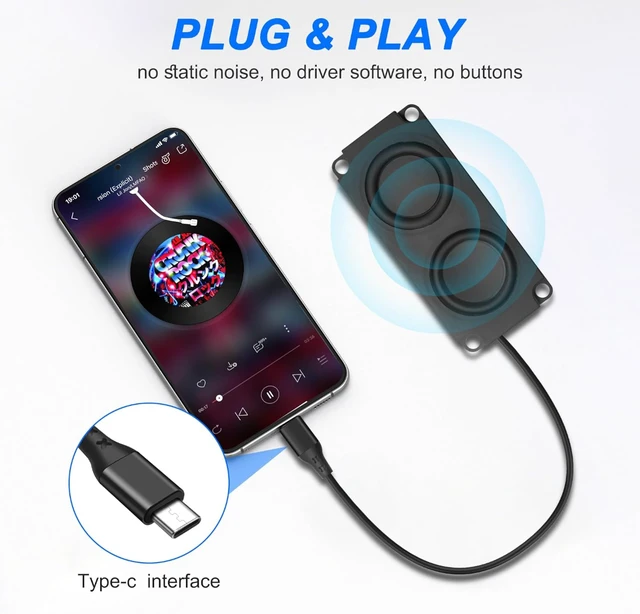 Alt view image 4 of 7 - XMSJSIY USB Type C Computer Speaker Laptop Speaker 3W