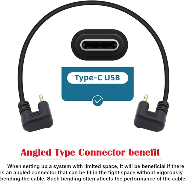 Alt view image 4 of 7 - cablecc Power Data Video 10Gbps USB3.0 Type C to USB-C Male to Male Opposite U Shape Back Angled Cable for NS Switch Phone Laptop