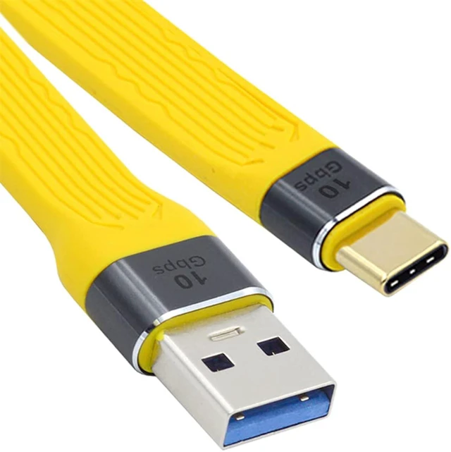 Main image of cablecc Yellow 10Gbps USB 3.1 Type C Male to USB3.0 Type A Male Flat Slim FPC Data Cable for Laptop & Phone