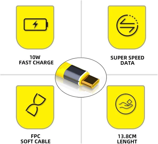 Alt view image 2 of 7 - cablecc Yellow 10Gbps USB 3.1 Type C Male to USB3.0 Type A Male Flat Slim FPC Data Cable for Laptop & Phone