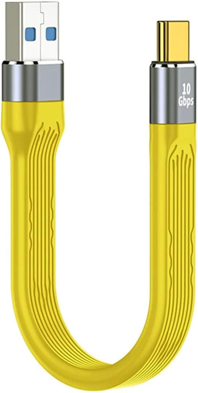 Alt view image 7 of 7 - cablecc Yellow 10Gbps USB 3.1 Type C Male to USB3.0 Type A Male Flat Slim FPC Data Cable for Laptop & Phone