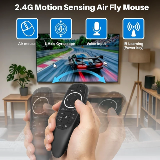 Alt view image 3 of 7 - Backlit 2.4G Wireless Voice Air Mouse Remote, 6 Axis Gyroscope, IR Learning