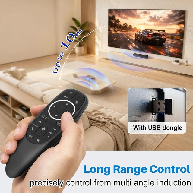 Alt view image 6 of 7 - Backlit 2.4G Wireless Voice Air Mouse Remote, 6 Axis Gyroscope, IR Learning