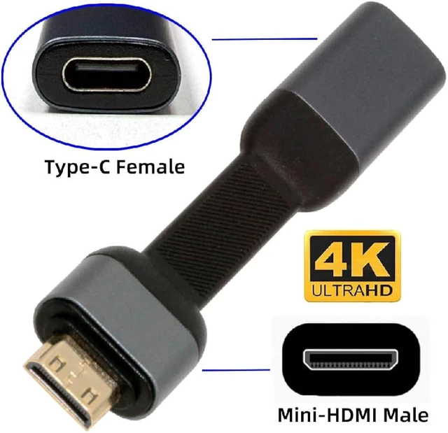 Alt view image 2 of 7 - cablecc Ultra Slim Flat USB-C Type-C Host Female to Mini HDMI Sink Male 4K 60hz HDTV Cable Adapter 1080p for Laptop Tablet Phone 88mm Included Connector