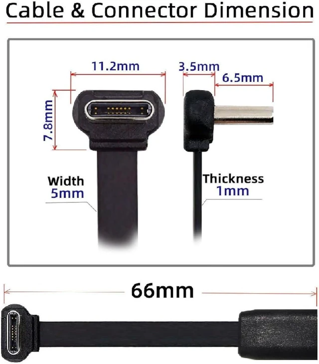 Alt view image 2 of 7 - cablecc Ultra Slim Flat Cable Male to Female for 65W Fast Charging & Data Sync Male to Female Extension for Laptops Tablets Phones
