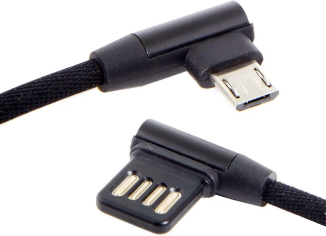Main image of Cablecc Micro USB 5Pin to Left Right Angled 90 Degree USB 2.0 Data Cable with Sleeve for Tablet & Phone 15cm (Micro USB 5Pin)