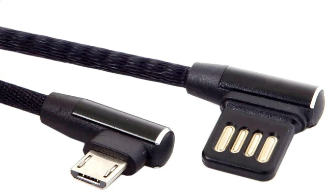 Alt view image 2 of 7 - Cablecc Micro USB 5Pin to Left Right Angled 90 Degree USB 2.0 Data Cable with Sleeve for Tablet & Phone 15cm (Micro USB 5Pin)