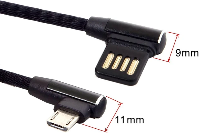 Alt view image 4 of 7 - Cablecc Micro USB 5Pin to Left Right Angled 90 Degree USB 2.0 Data Cable with Sleeve for Tablet & Phone 15cm (Micro USB 5Pin)