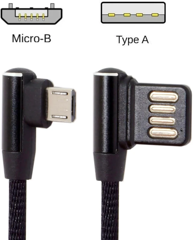 Alt view image 6 of 7 - Cablecc Micro USB 5Pin to Left Right Angled 90 Degree USB 2.0 Data Cable with Sleeve for Tablet & Phone 15cm (Micro USB 5Pin)
