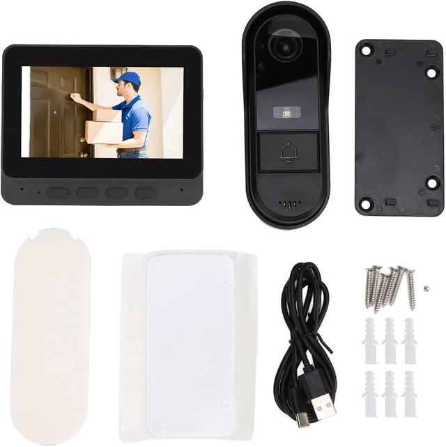 Alt view image 7 of 7 - Wireless Video Intercom System, 4.3 Inch HD Screen 170° Wide Angle with Night Vision Two Way Talk, IP66 Water Proof