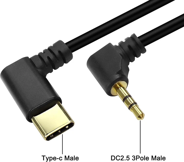 Alt view image 3 of 7 - XMSJSIY Type C to 2.5mm Audio Cable USB C Male to 2.5mm TRS 3 Pole Male AUX 90 Degree Right Angle Headphone Jack Replacement Extension Cable Gold Connector Plated- 29cm/11inch 2Pcs
