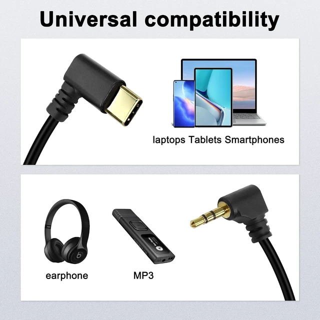Alt view image 7 of 7 - XMSJSIY Type C to 2.5mm Audio Cable USB C Male to 2.5mm TRS 3 Pole Male AUX 90 Degree Right Angle Headphone Jack Replacement Extension Cable Gold Connector Plated- 29cm/11inch 2Pcs