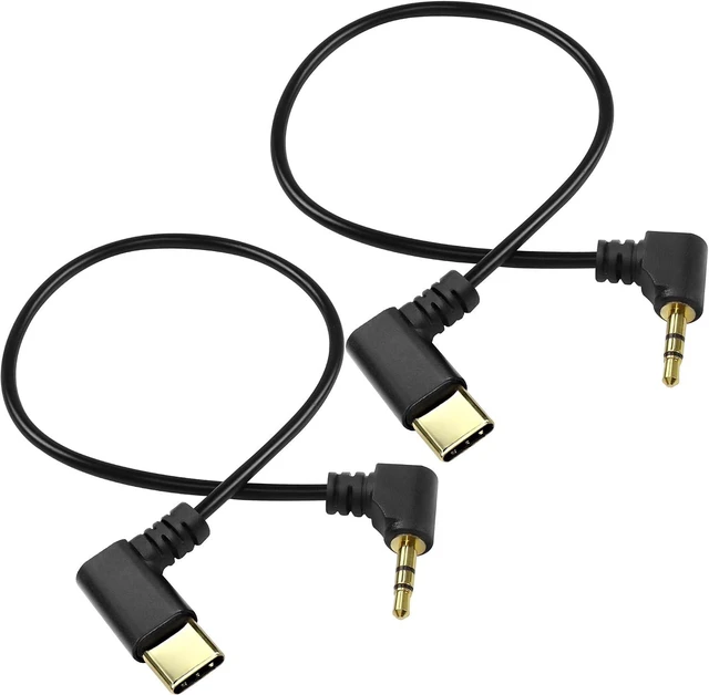 Main image of XMSJSIY Type C to 2.5mm Audio Cable USB C Male to 2.5mm TRS 3 Pole Male AUX 90 Degree Right Angle Headphone Jack Replacement Extension Cable Gold Connector Plated- 29cm/11inch 2Pcs