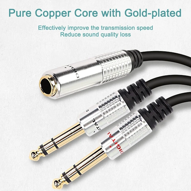 Alt view image 2 of 7 - XMSJSIY 6.35mm 1/4TRS Headphone Splitter Cable1/4 inch TRS Female to Dual
