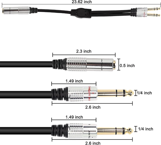 Alt view image 3 of 7 - XMSJSIY 6.35mm 1/4TRS Headphone Splitter Cable1/4 inch TRS Female to Dual