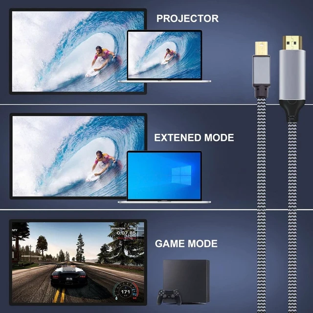 Alt view image 7 of 7 - chenyang Mini DisplayPort 1.4 Host Input to HDMI 2.1 Display Output 8K 60hz UHD 4K Monitor Cable 1.8M