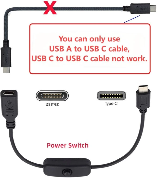 Alt view image 2 of 7 - chenyang USB C Power Switch Extension Cable USB C Male to Female with On/Off Power Switch Button DC 5V Power Extension Cable for Laptop Keyboard Raspberry Pi 4B