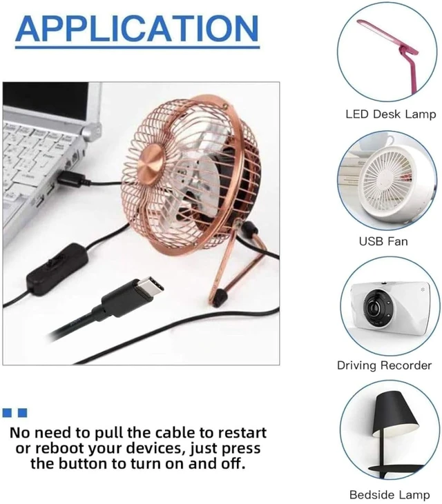 Alt view image 3 of 7 - chenyang USB Power Switch Extension Cable USB 2.0 Male to USB C Male with On/Off Power Switch Button DC 5V Power Extension Cable 1.0M