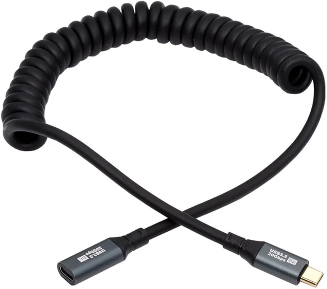 Main image of cablecc 20Gbps 100W USB4 Stretch Coiled USB-C Cable 8K Type-C Male to Female Cable Power & Data for Laptop Keyboard Tablet 180cm After Stretch(Straight)