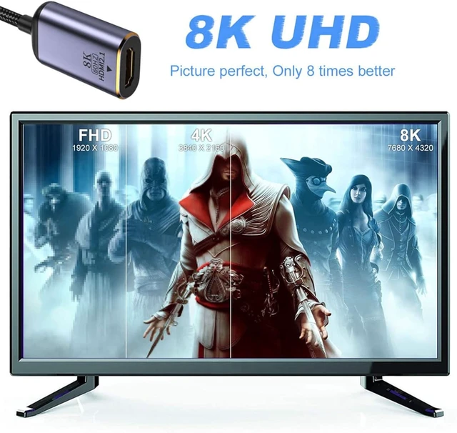 Alt view image 6 of 7 - cablecc Mini DisplayPort 1.4 Source to HDMI 2.0 Display 8K 60hz UHD 4K MINI-DP to HDMI Male Monitor Adapter Cable