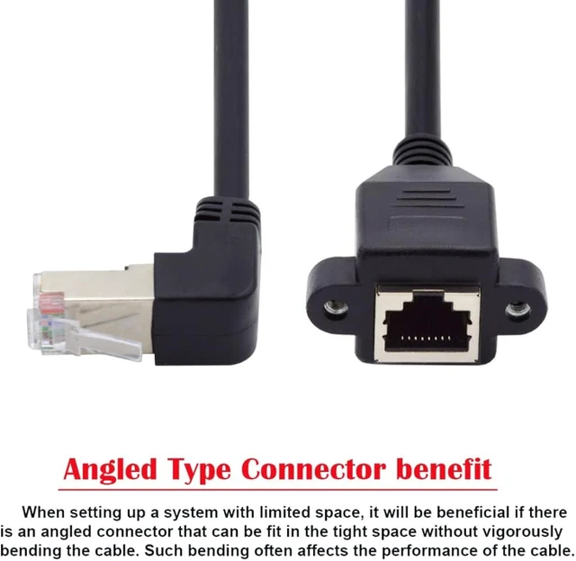 Alt view image 3 of 7 - chenyang RJ45 Cable,8P8C FTP STP UTP Cat6 Male to Female LAN Ethernet Network Extension Cable 90 Degree UP Angled with Panel Mount Holes