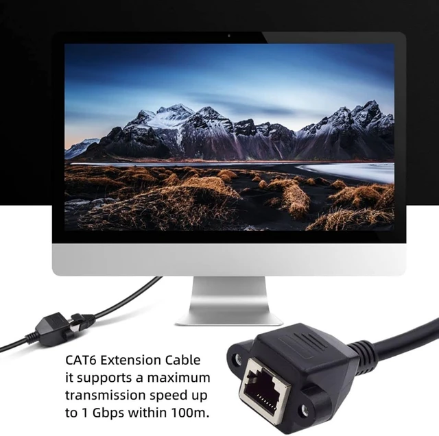Alt view image 2 of 7 - chenyang RJ45 Cable,8P8C FTP STP UTP Cat6 Male to Female LAN Ethernet Network Extension Cable 90 Degree UP Angled with Panel Mount Holes