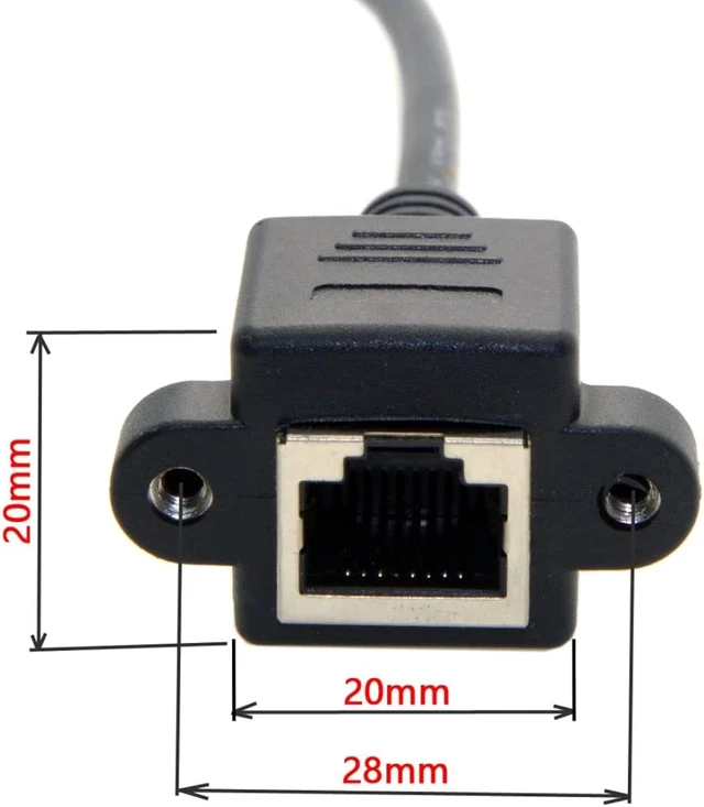Alt view image 5 of 7 - chenyang RJ45 Cable,8P8C FTP STP UTP Cat6 Male to Female LAN Ethernet Network Extension Cable 90 Degree UP Angled with Panel Mount Holes