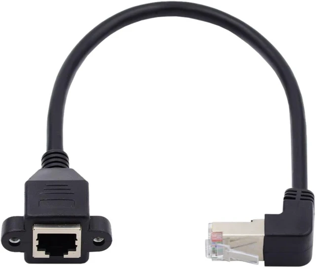 Alt view image 7 of 7 - chenyang RJ45 Cable,8P8C FTP STP UTP Cat6 Male to Female LAN Ethernet Network Extension Cable 90 Degree UP Angled with Panel Mount Holes