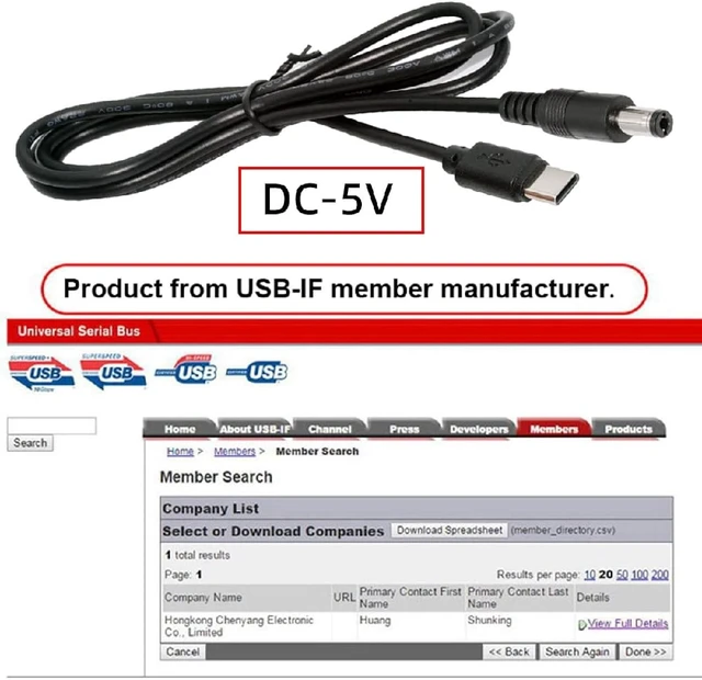 Alt view image 6 of 7 - cablecc USB-C 5.1K Resistor Type C Input to 5V DC 5.5 * 2.1mm Output Power Charge Cable 100cm for DC5V Desk Lamp Fan Camera
